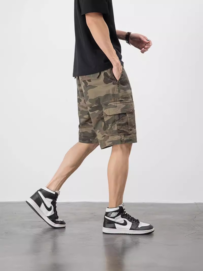 Yu Wenle Camouflage Workwear Shorts Men's Outdoor Wear-resistant Outer Wear Pants Summer Straight Loose Multi-pocket Pants