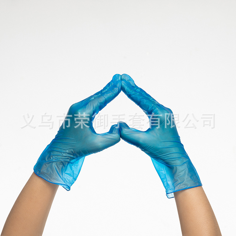 一次性PVC手套蓝色PVC手套食品级一次性有粉PVC手套批发100只盒装