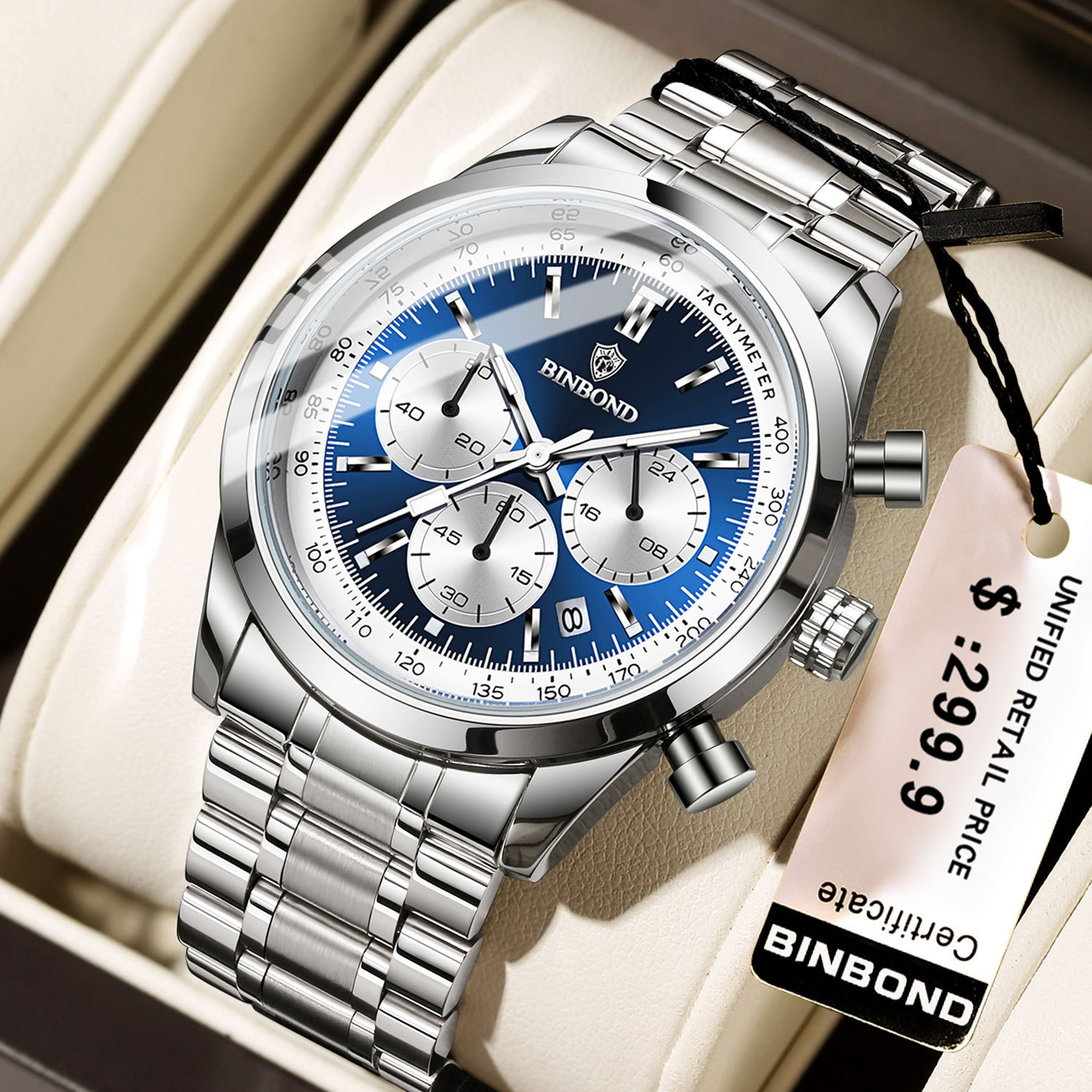 Trendy Waterproof Men's Watch Male Student Multi-Functional Fashion Luminous Calendar High-End Watch Men's Quartz Watch