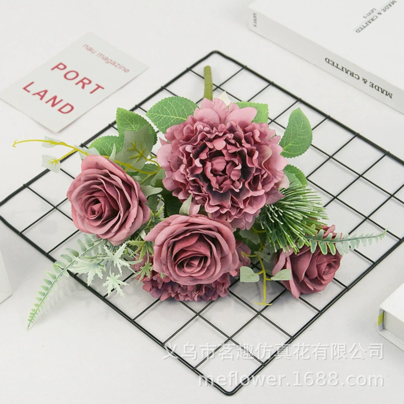 Искусственный цветок Happy Rose с королевской пионой, День Святого Валентина, домашний кофейный столик, свадебная инструкция, украшение отеля, искусственный цветок, шелковый цветок