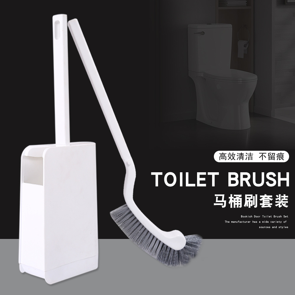 Cross-border Household Curved Wall-mounted Plastic Toilet Brush suit Toilet Bathroom No Dead Angle Cleaning Brush