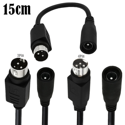 DC 5.5x2.1 barrel connector to round head 3-pin/4-pin circular socket adapter for printer power cord