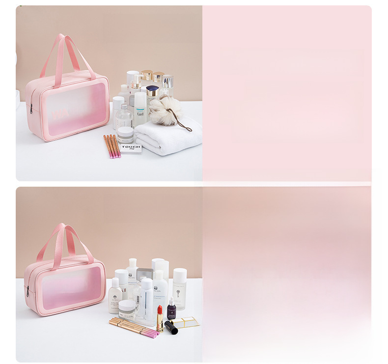 PU frosted waterproof cosmetic bag large capacity high-looking portable cosmetic storage bag wash swimming bag
