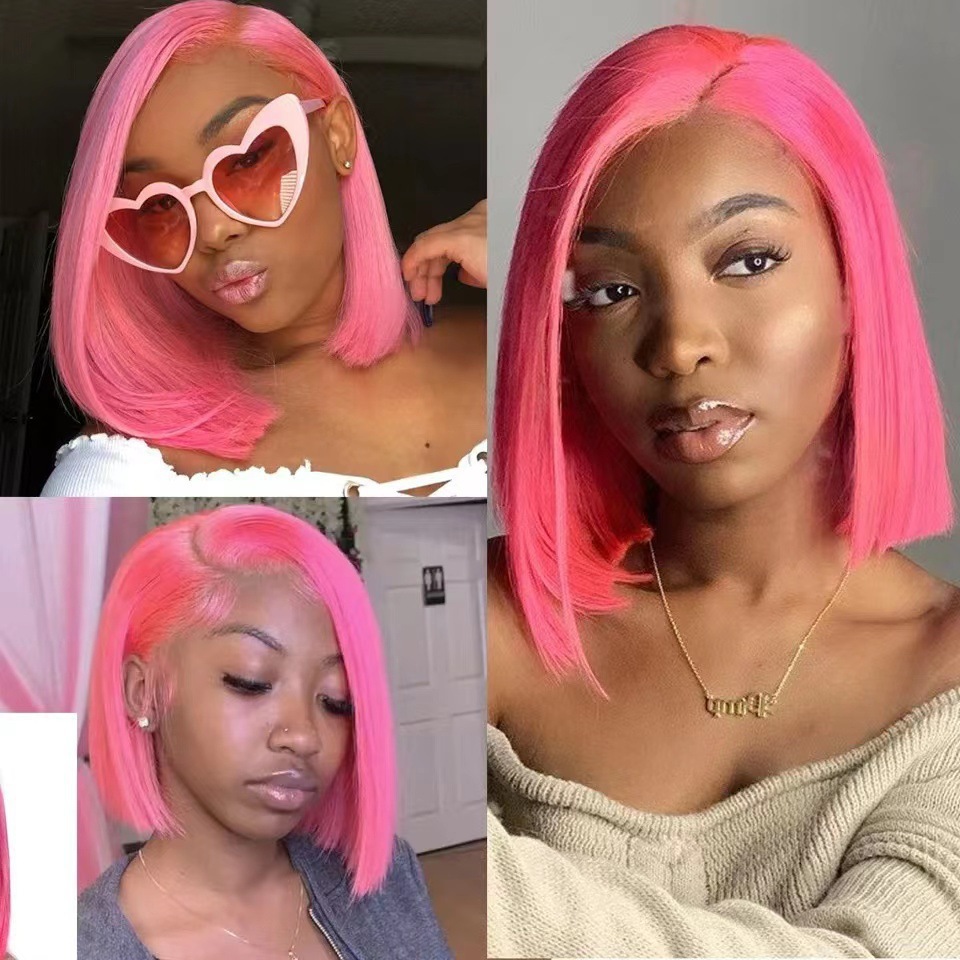 Amazon nuevos productos Europeos y estadounidenses pelucas de cabello corto y recto para mujeres negras bobbing cubierta de cabello corto y recto cubierta de cabello image 4