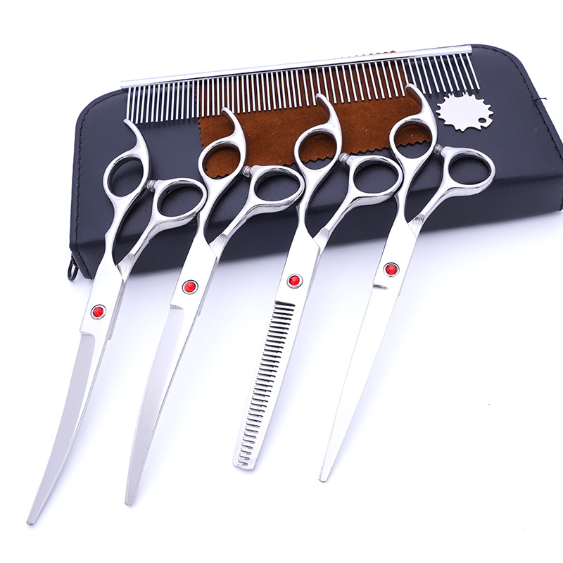 Tijeras para mascotas, tijeras de corte de pelo para perros, tijeras de dientes delgadas profesionales, tijeras de corte de pelo, tijeras de pelaje, juego de herramientas de limpieza
