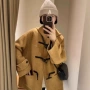 中长款连帽宽松双面呢大衣