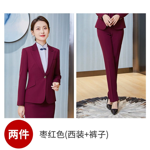 Maroon classic suit jacket, trousers