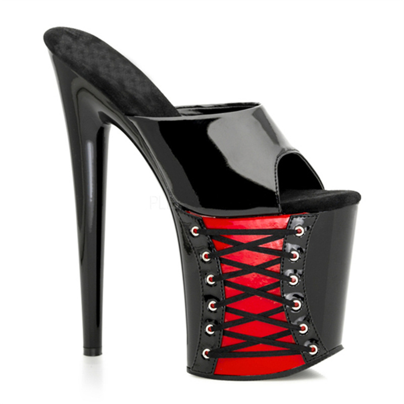 26cm odio alto correa de pez alta sandalias de talón delgado tacones gruesos danza de tubo grande modelo de discoteca