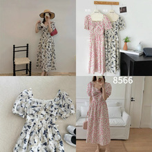 【筱漂亮】沙河法式碎花连衣裙减龄蝴蝶结设计感裙子厂家直销8566