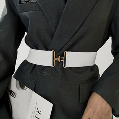 Summer women's belt, new European and American style, elastic design for ladies—perfect match with suits, featuring a 5cm plain-weave, minimalist buckle that’s effortlessly versatile.