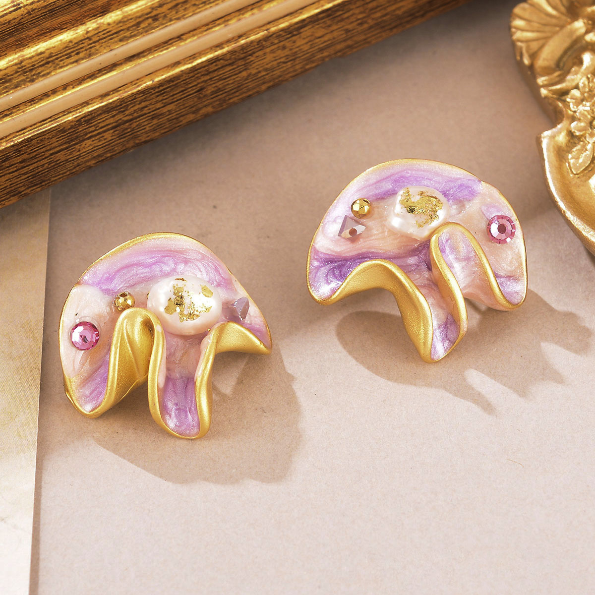 1 Par Retro Flor Enchapado Metal Pendientes De Gota Pendientes display picture 3