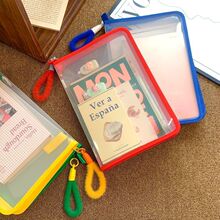 爆款ins新款大学生文件袋手提包大容量A4拉链透明试卷课本收纳袋