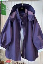 高级感大牌紫色工装风休闲连帽冲锋衣风衣外套宽松大码洋气上衣女
