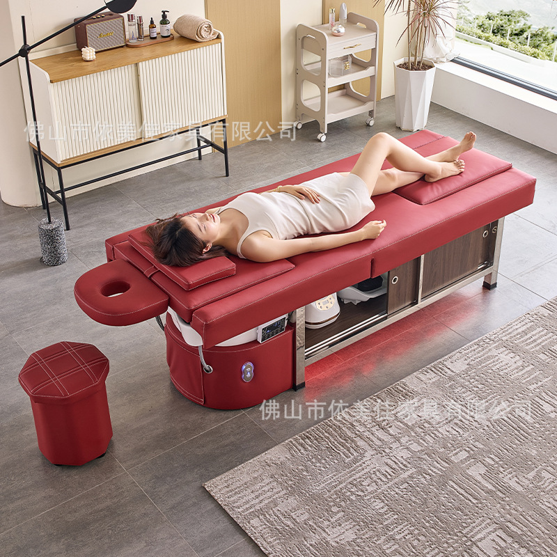 Cama de lavado de cabello de masaje eléctrica multifuncional con calentador de agua de fumigación para terapia de pies para barbería de circulación de agua para salón de cuidado de cabello