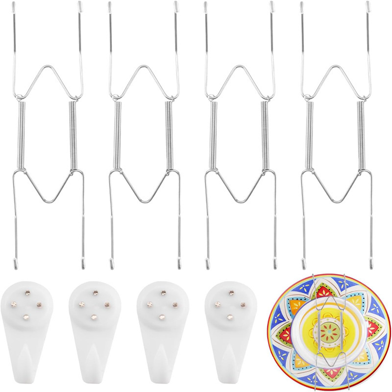 Cross-border 304 stainless steel plate hooks, wall-mounted plate hooks for coffee shops, invisible spring plate racks Cross-border 304 stainless steel plate hooks, wall-mounted plate hooks for coffee shops, invisible spring plate racks