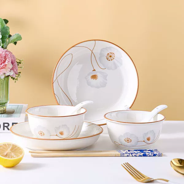 [1 set-*/sold] 2 bowls, 2 plates, 2 spoons, 2 chopsticks