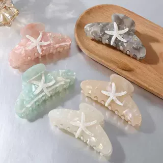 跨境专供海洋风幻彩贝壳海星抓夹 少女ins风发夹百搭气质发饰批发
