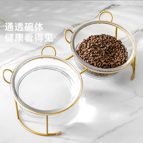 Cat Bowl Glass Cat Food Bowl Double Bowl Dog Bowl Pet Bowl Cat Food Bowl Water Bowl Cat Supplies Tall Cat Bowl Anti-Tip