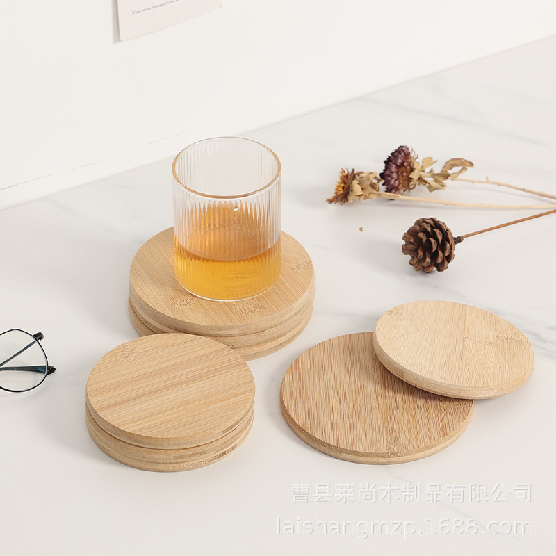 Posavasos de madera mantel redondo japonés taza estera de aislamiento térmico almohadilla simple café montaña de madera