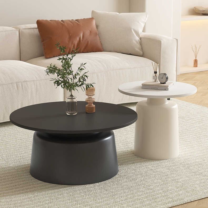 Nordic-Style Small Apartment Simple Modern Light Luxury Internet Celebrity Combination Martini Cream Solid Wood Round Coffee Table for Living Room