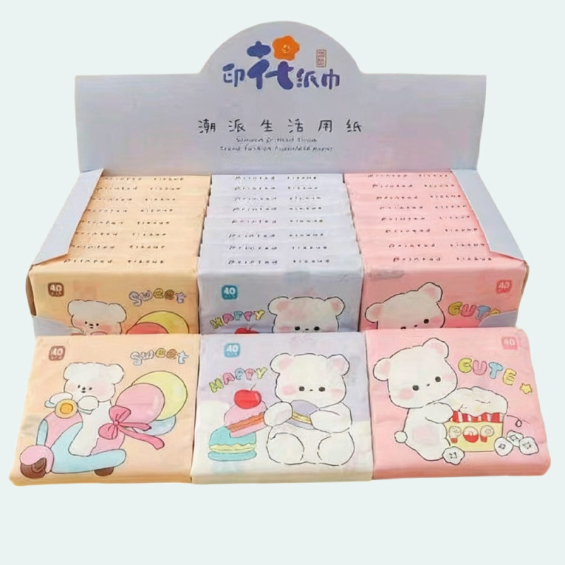 时尚印花抽纸巾小包便携式学生口袋纸巾印花抽纸巾40抽印花面巾纸|undefined