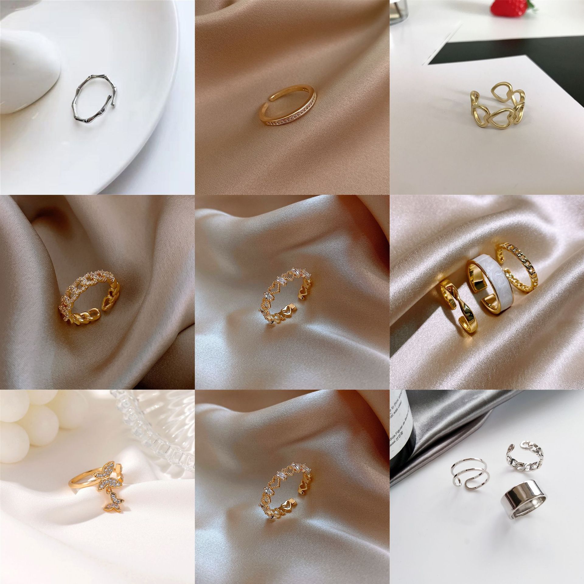 Stackable Minimalist Ring Set With Cubic Zirconia For Women_voghion.com