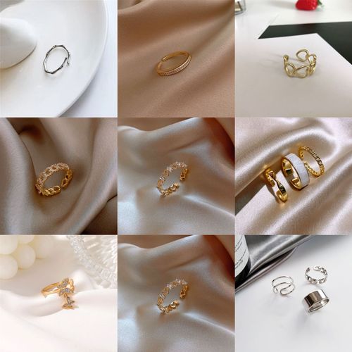 Minimalist Design Zirconia Ring for Women, Insidable Openable Adjustable Tail Ring Set, Personalized Jewelry