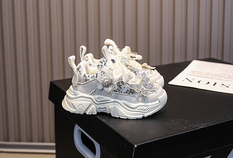 Girls Princess Sneakers With Soft Sole And Sequin Butterfly_voghion.com
