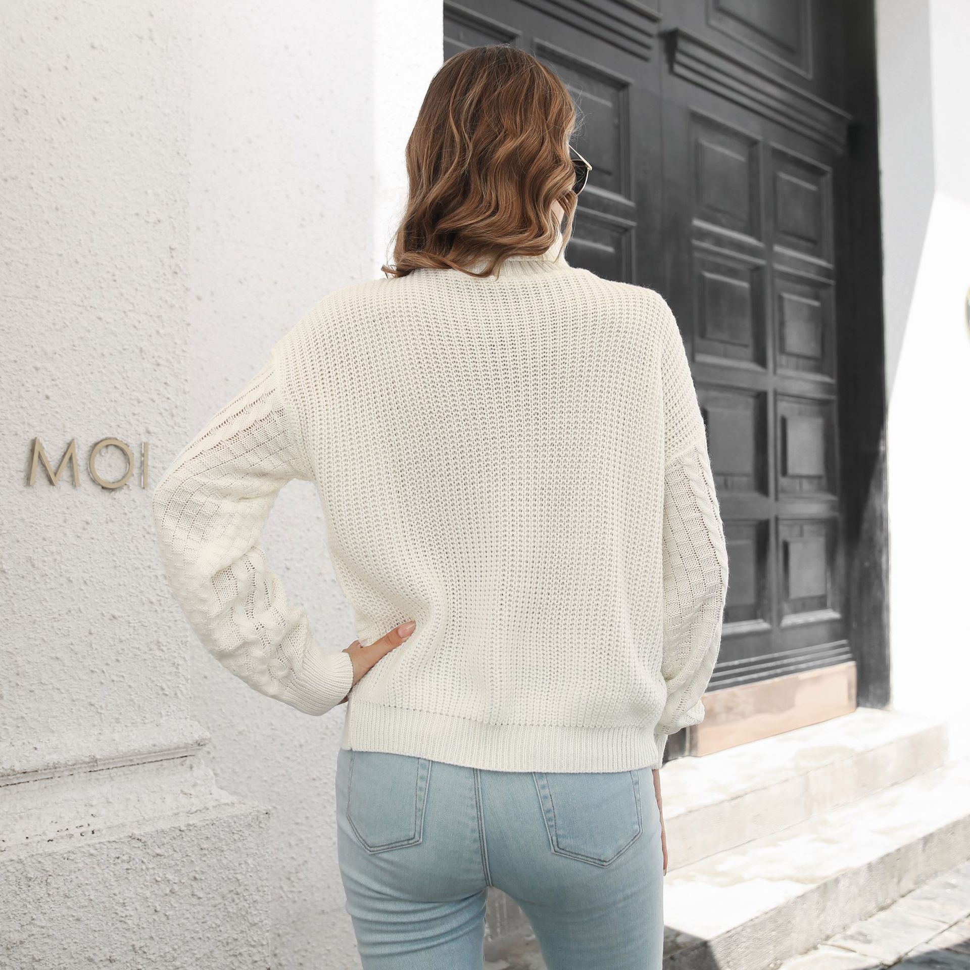 Design Three Dimensional Turtleneck Sweater Women Loose Autumn Winter Long Sleeve Sweater