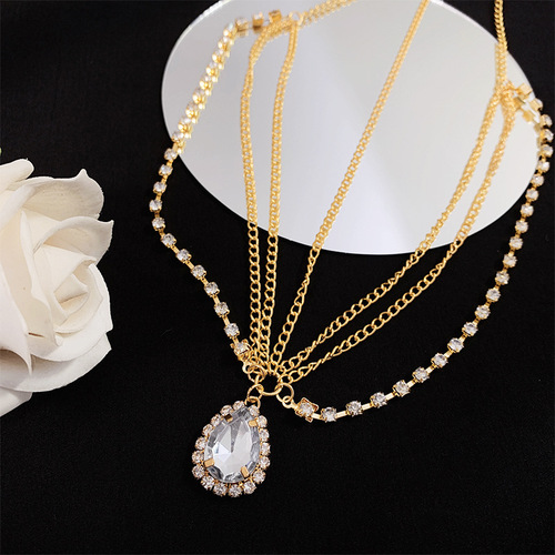 Bohemian crystal forehead ornaments, eyebrow pendants, European and American forehead chains, water drop headbands, bridal ethnic style hair accessories