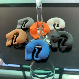 创意3D小猫小狗酒杯标记 聚会Party玻璃杯子识别区分器高脚杯装饰