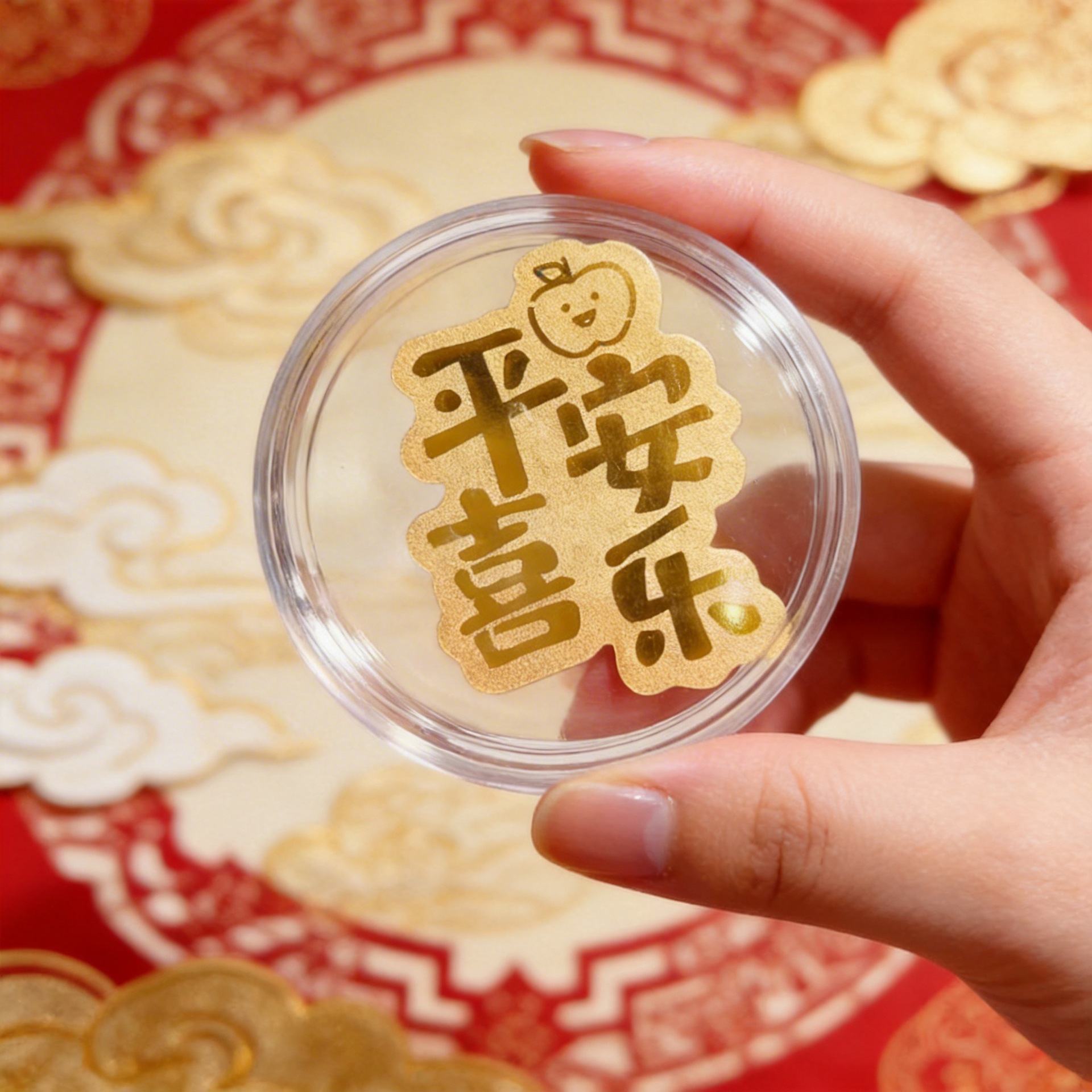 水贝同款足金999黄金手机贴公主请发财暴富好柿连连直播引流批发