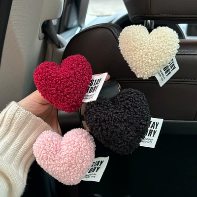 Litchi Pattern Light Luxury Love Heart — Car tissue box/set - four-color-velvet-love-hook-4