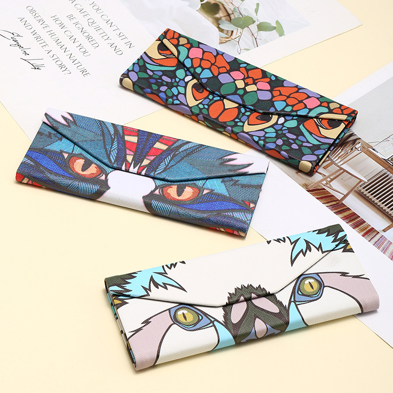 动物图案三角折叠眼镜盒 抗压太阳镜盒个性墨镜盒厂家批发