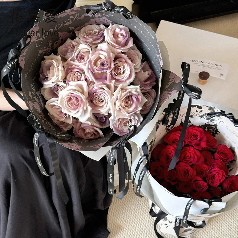 花店情人节新款玫瑰诗集包花纸礼品花束纸 手工花艺diy纸鲜花包装
