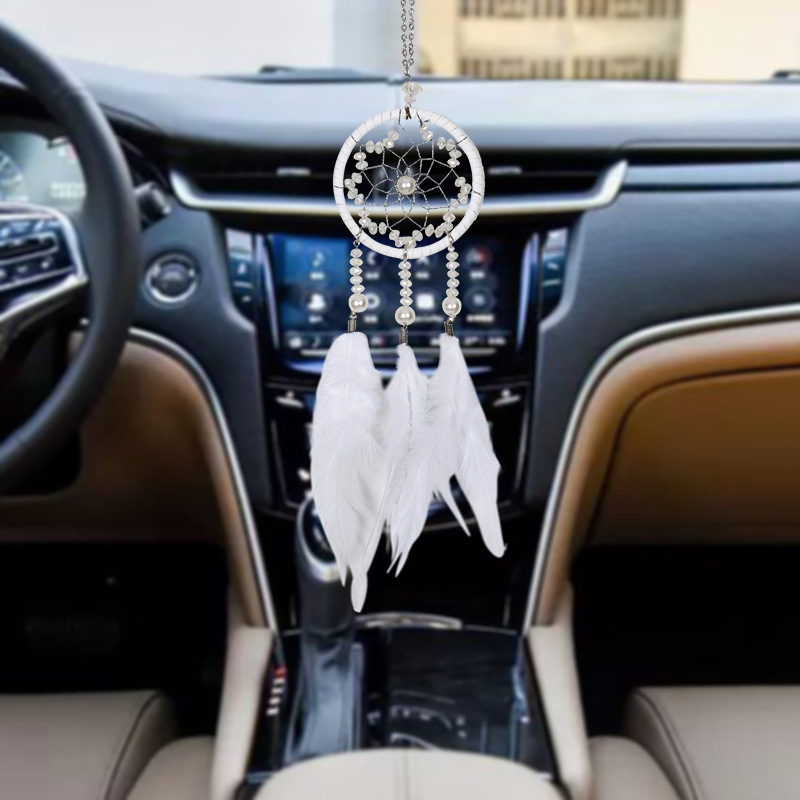 Night market street vendor popular dreamcatcher car interior hanging ornament goddess creative fashion rearview mirror decoration feather pendant