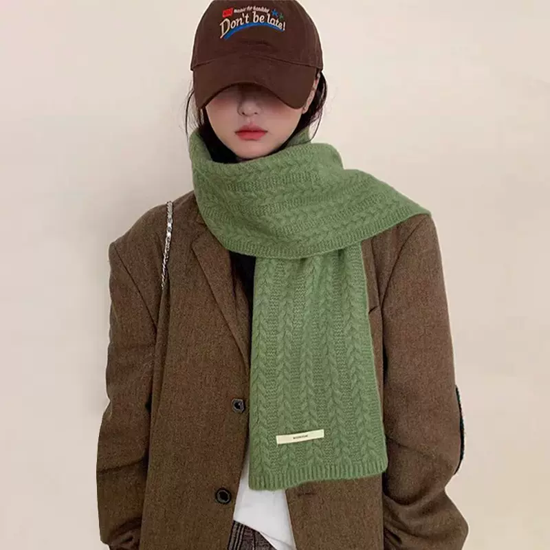 羊毛针织围巾女高级感加厚保暖均码护颈围脖百搭横机工艺LOGO订做