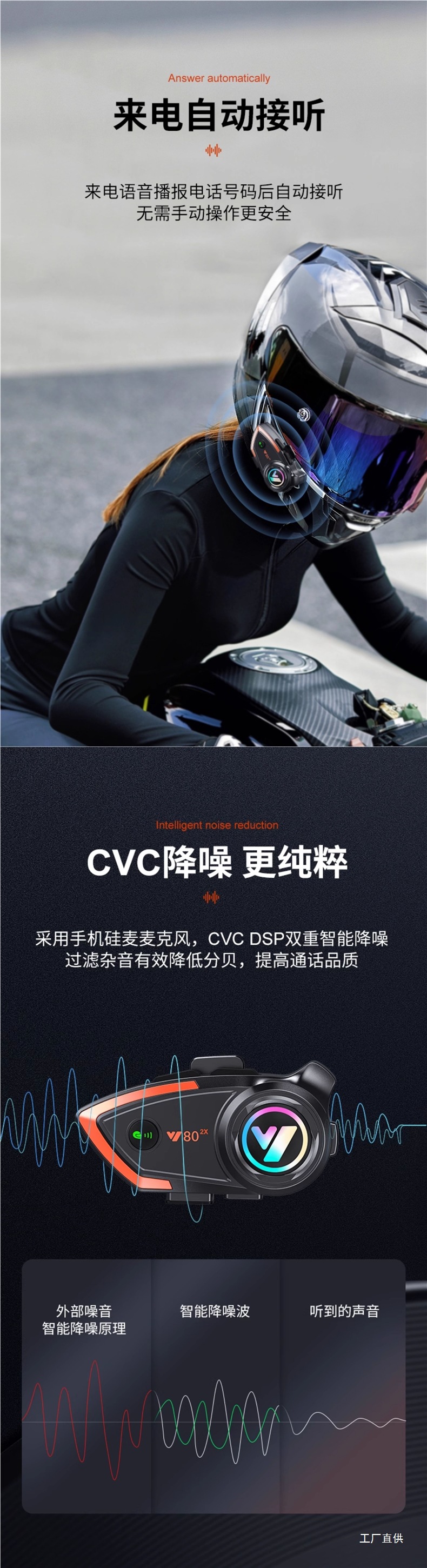 Motorcycle Helmet Bluetooth Headset for Delivery Riders, Long-Lasting Battery, Waterproof Intercom, Full-Face Helmet with Built-In Headphones