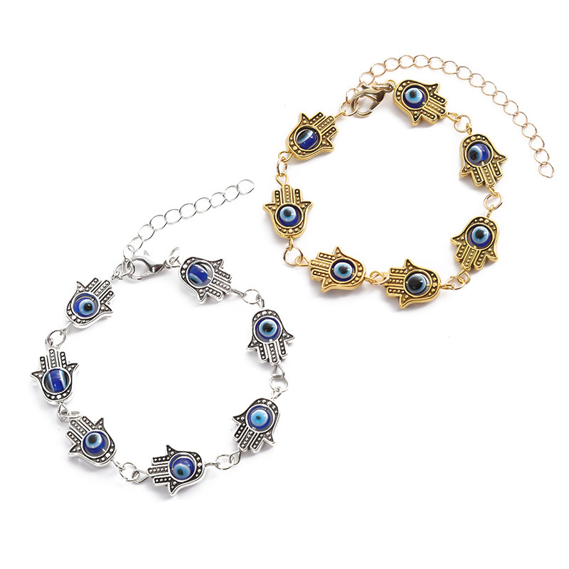 Jewelry Braided Bracelet Fatima Hand Devil's Eye Bracelet Set European and American Cross-border Dedicated to Amazon Jewelry Braided Bracelet Fatima Hand Devil's Eye Bracelet Set European and American Cross-border Dedicated to Amazon