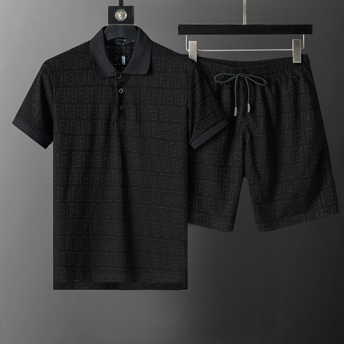 Cross-border versión correcta polo manga corta set de collar de verano clásico toalla de hombre bordado casual Europa y América explosión