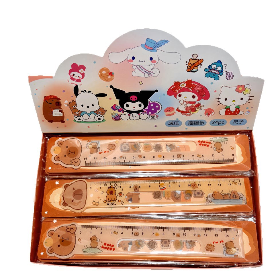 Cartoon Kapibara regla acrílica balancer regla recta descompresión adorable estudiantes artículos de papelería