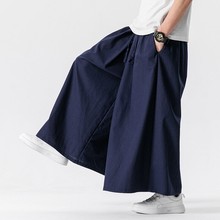 夏季新款大码中国风亚麻休闲直筒阔腿裤宋裤裙裤一件代发