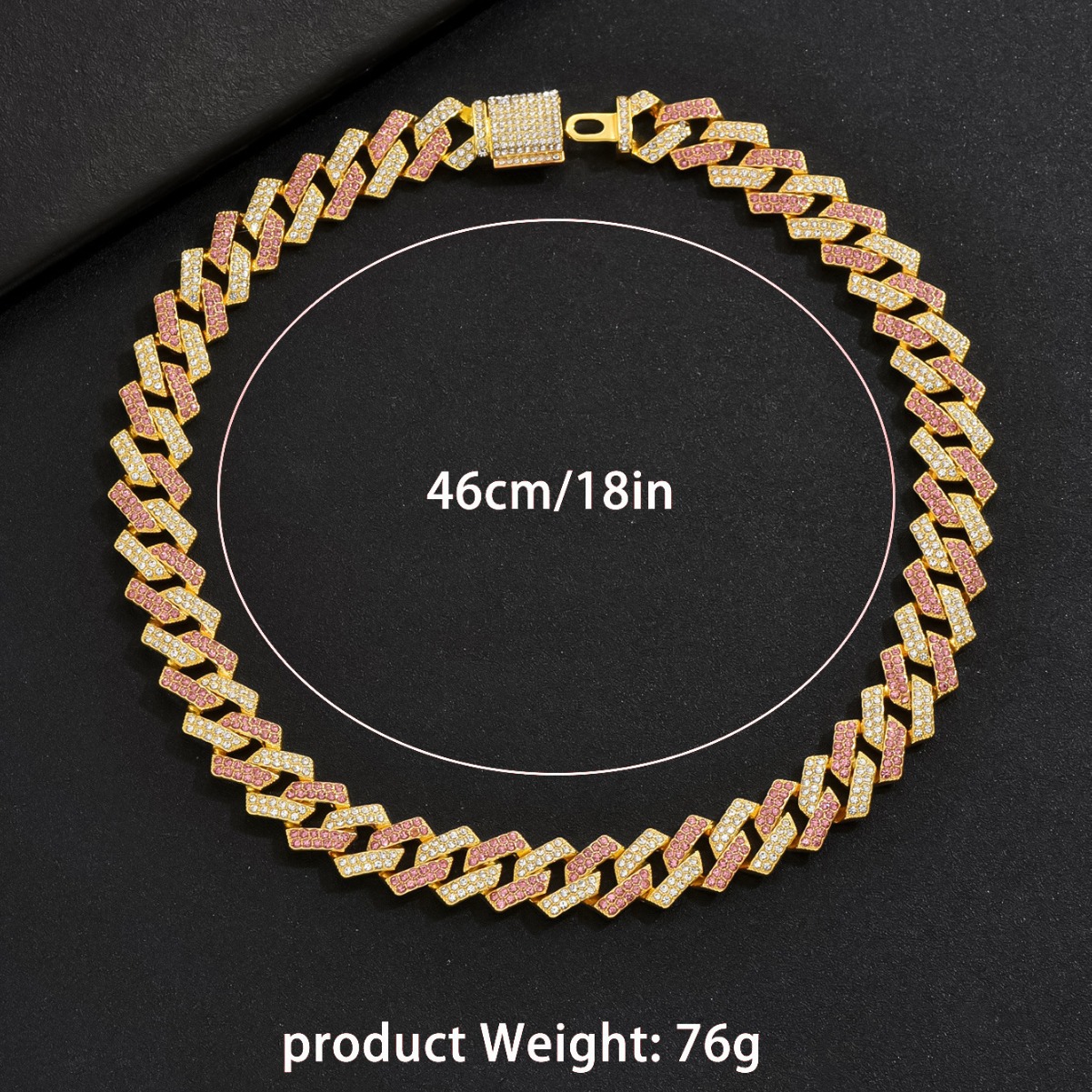 Men's Double Row Diamond Cuban Chain Necklace For Stylish Look_voghion.com