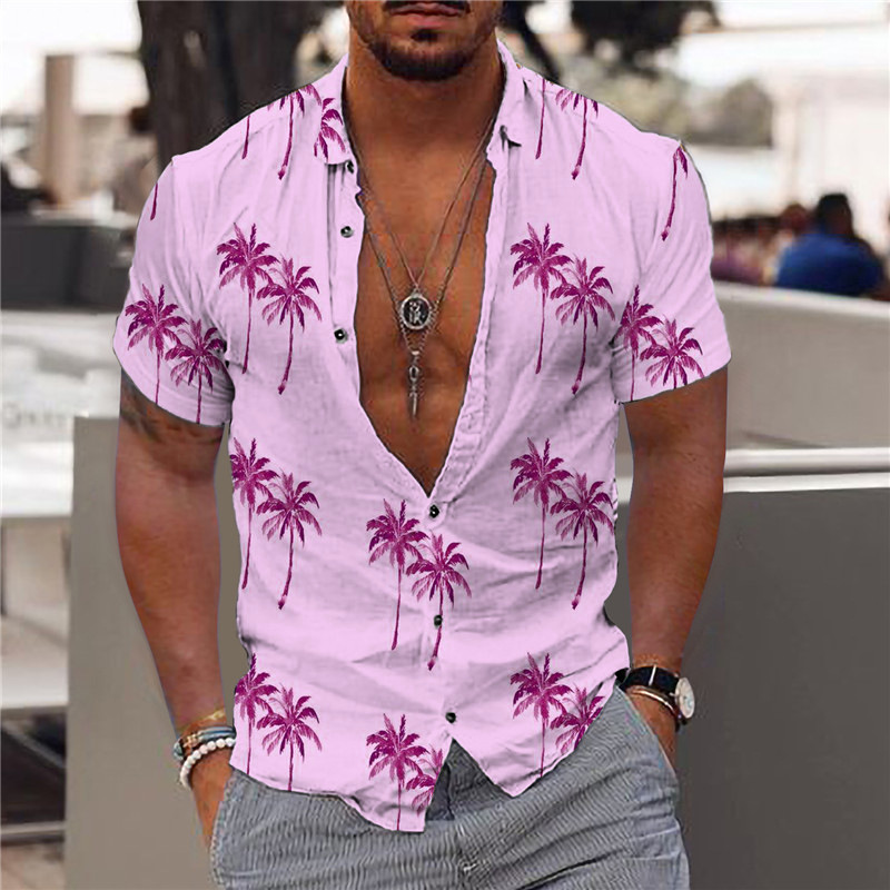 Camisa de playa de verano para hombre camisa de Estilo Hawaiano impresa de moda cardigan casual de manga corta suelta fabricante