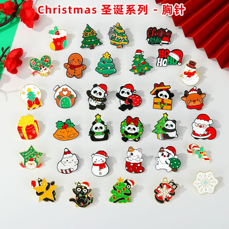 Новая рождественская брошь, украшение для праздничной вечеринки, подарок, металлический значок с изображением Санта-Клауса, снеговика, колокольчика, оленя
