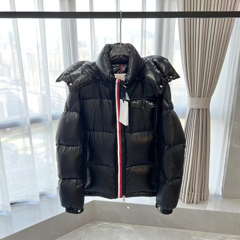 Montbeliard M家冬季纯色连帽外套蒙口羽绒服三色织带男款|undefined