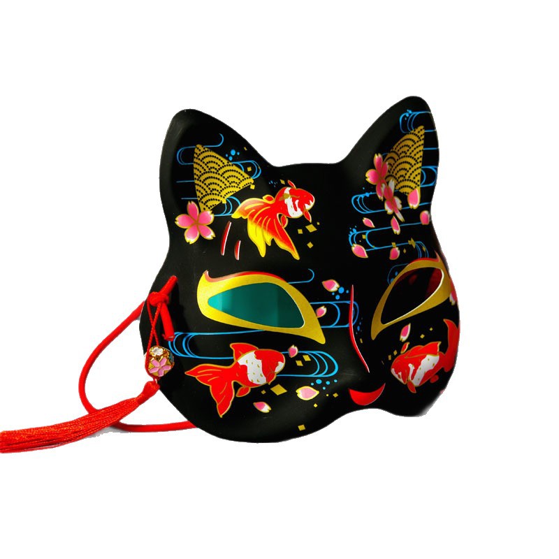 Nuevo estilo negro máscara de la cara del gato estilo Japonés media cara gato cara completa máscara de la cara del gato anime Zorro Yin Yang Shi
