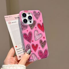 キラキラ輝く豹柄ハート柄、Apple 16/17 Pro Max/15/14対応、二層構造の新作スマホケース