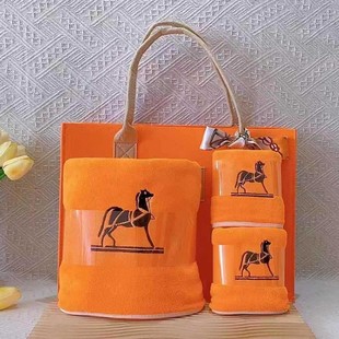 Hermès Bath Towel Three-Piece Set Teacher's Day Welfare Gift Company Conference Casual Gift Wholesale Group Purchase for Customers