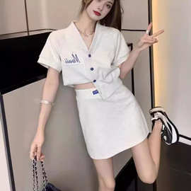 韩版时尚气质盐系运动服套装女夏季学生宽松短袖短裙休闲两件套潮